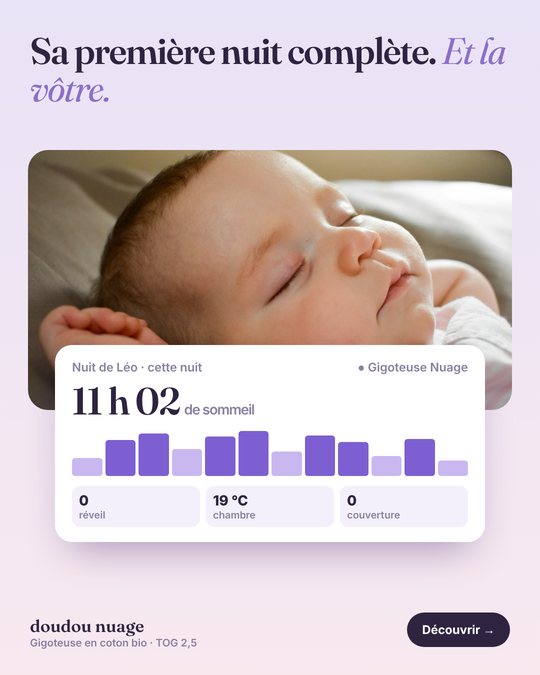Pub Doudou Nuage : sa première nuit complète, et la vôtre