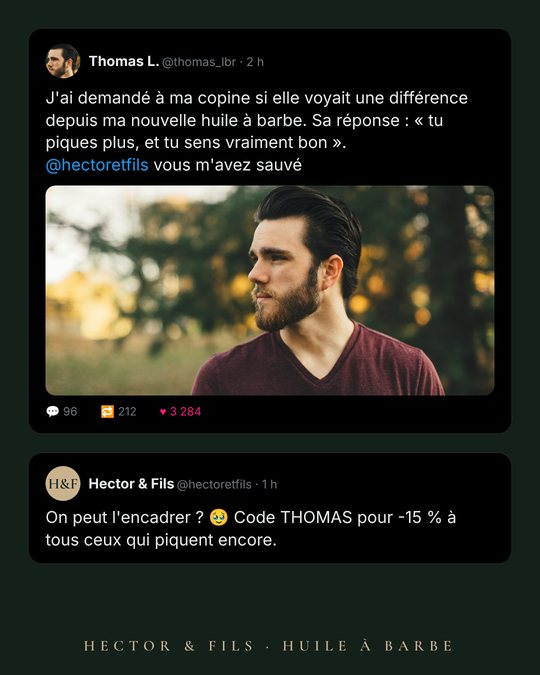 Pub Hector & Fils : post d'un client et réponse de la marque