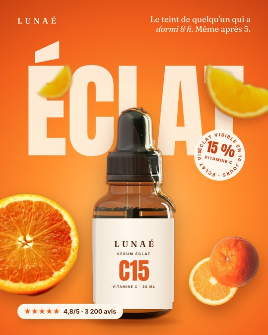 Pub Lunaé : le teint de quelqu'un qui a dormi 8 h, sérum vitamine C