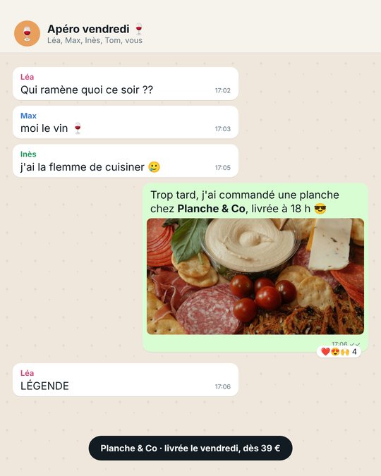 Pub Planche & Co : conversation de groupe WhatsApp