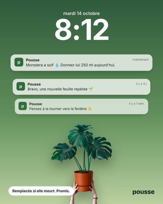 Pub Pousse : notifications sur un écran verrouillé